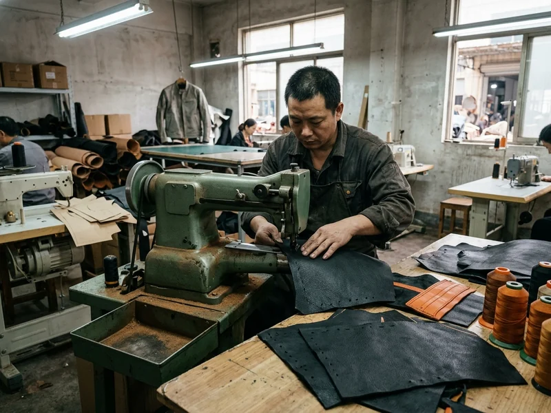 Skiving machine and cowhide panels in the leather workshop