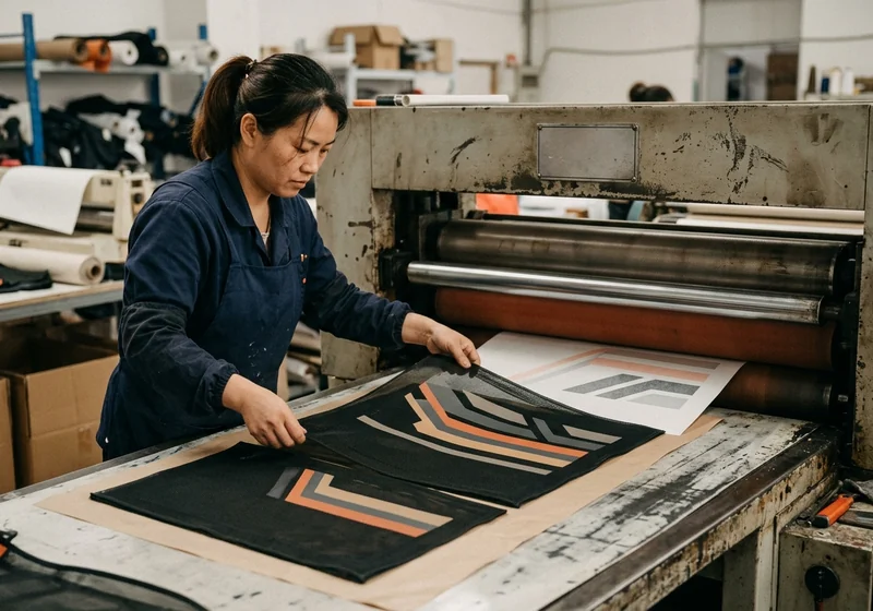 Heat calender bonding printed transfer paper into flat mesh panels