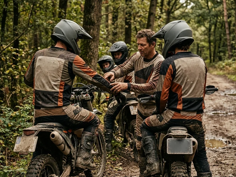 Enduro riding gear in the forest