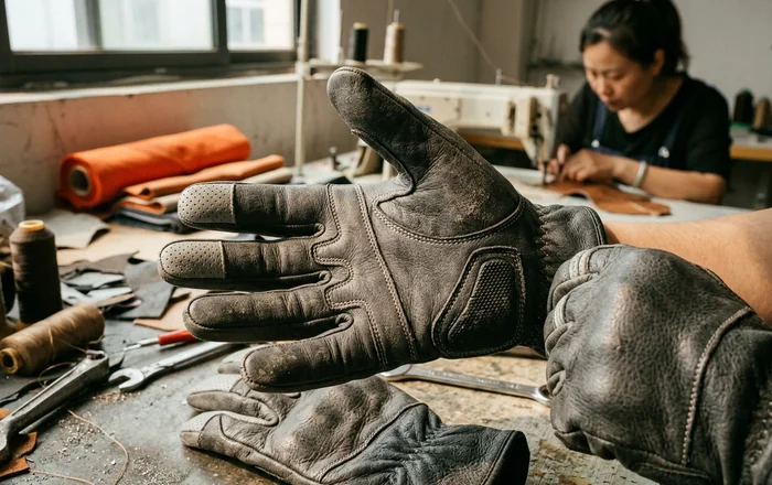 One-piece goat-leather palm of a custom riding glove