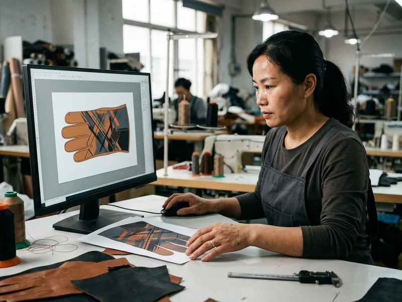 Back-of-hand artwork placed on the glove pattern piece on screen