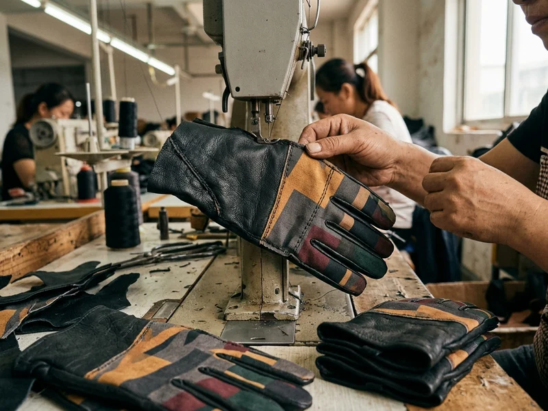 Printed back panels and one-piece palms cut from goat leather