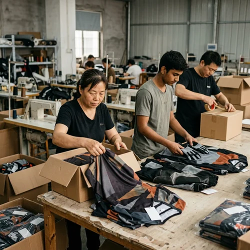 Team collecting packed kits