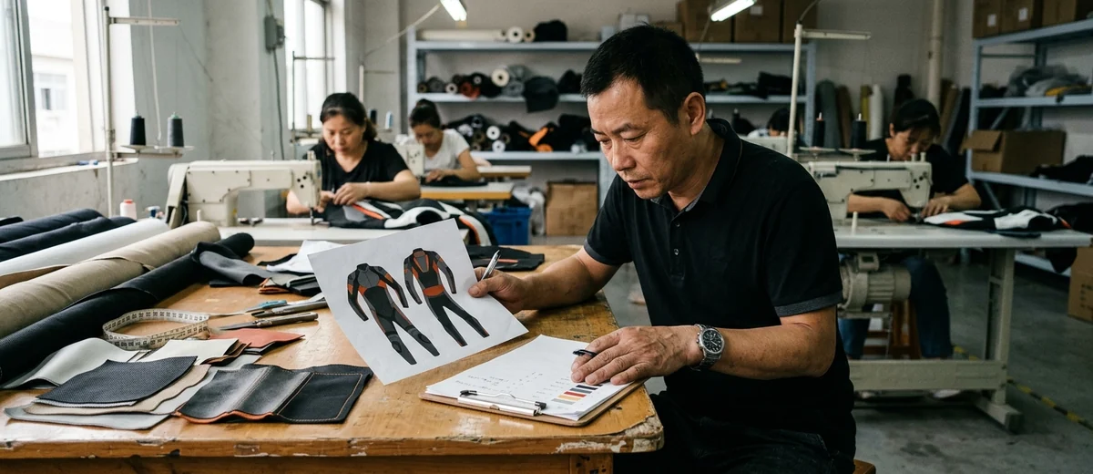 Sales manager reviewing a roster and artwork at the desk before quoting