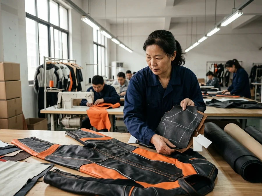 Brand product manager reviewing a leather line specification