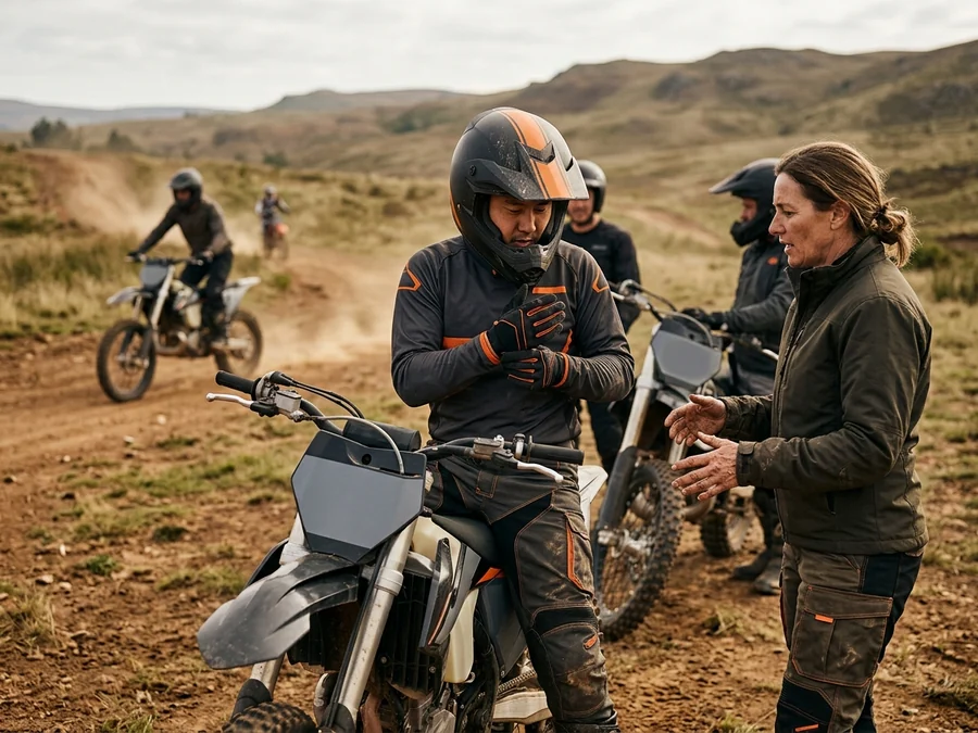 An off-road school working at distance across terrain