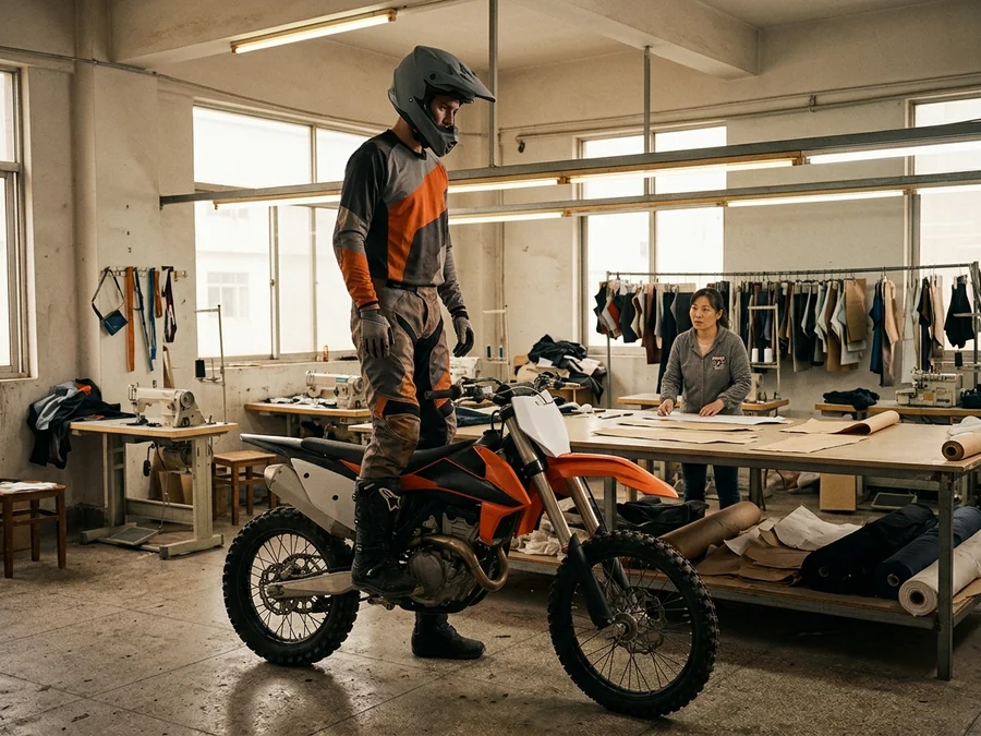 Motocross rider upright on the pegs, the block with the most shoulder room