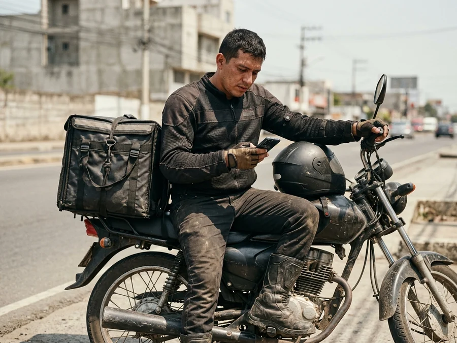 Delivery rider working all day in heat