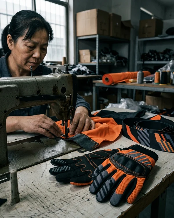 Team gloves with the back-of-hand panel from the same profile