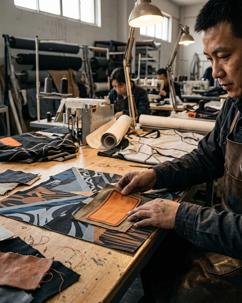 Number on a plate with a keyline against busy artwork, read from across the workshop