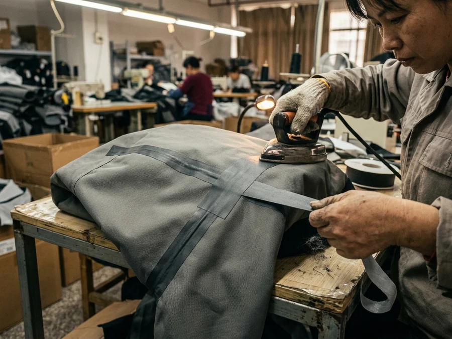 A seam crossing where two taped seams meet and the tape bridges a step
