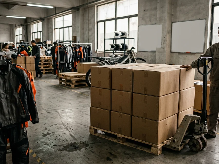 Solid cartons, one style and one size per carton, stacked on a pallet